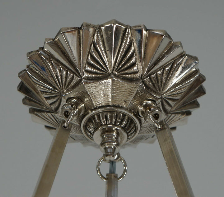 MAYNADIER & SCHNEIDER : FRENCH ART DECO PENDANT CHANDELIER 1930 lamp muller era