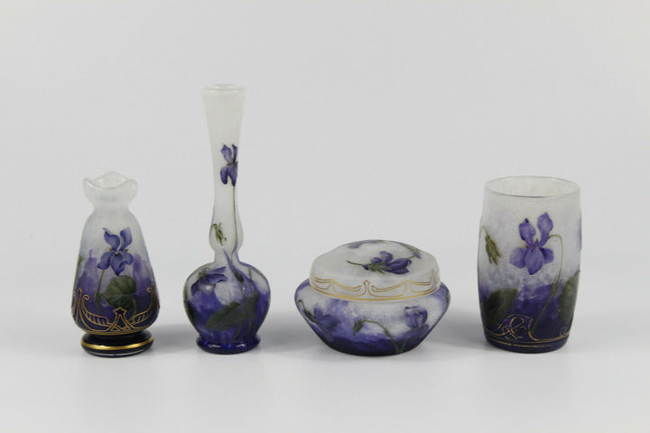 ドーム兄弟（ドームナンシー）金彩とスミレの花の花瓶（高級ライン作品）