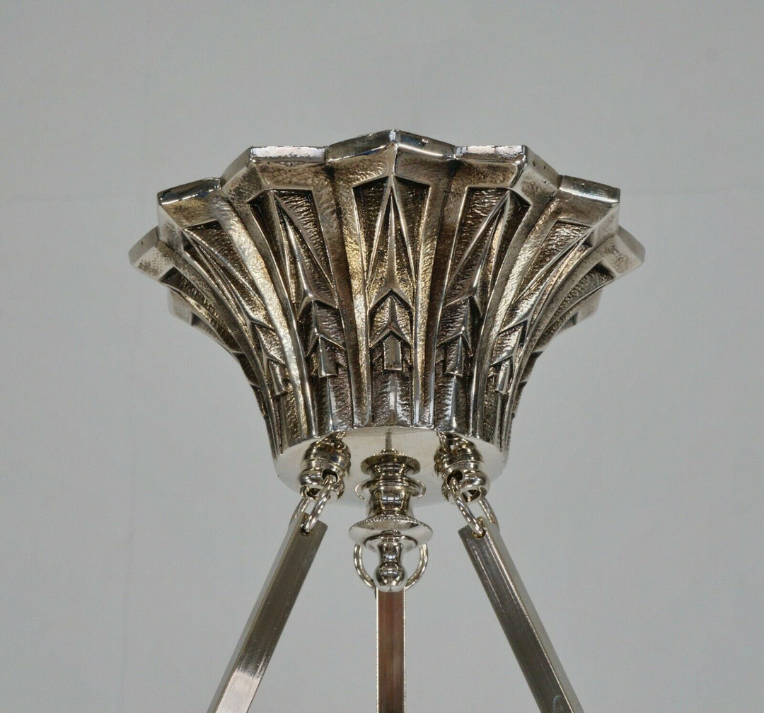 MAYNADIER : FRENCH 1930 ART DECO CHANDELIER ... lamp pendant muller era France