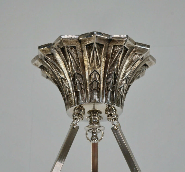 MAYNADIER : FRENCH 1930 ART DECO CHANDELIER ... lamp pendant muller era France