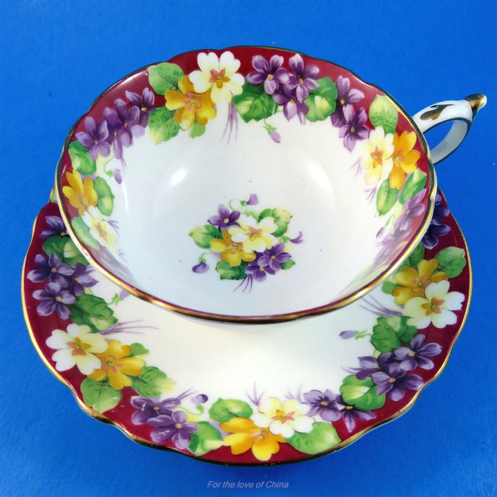 パラゴン　パープルバイオレット＆イエロープリムローズ　カップ&ソーサー