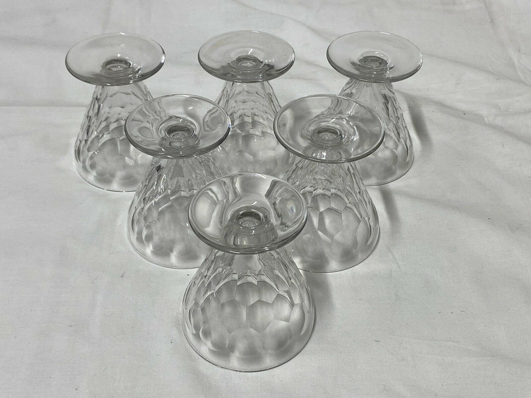 BACCARAT 6 VERRES À VIN BLANC CRISTAL DÉCOR ÉCAILLE MODÈLE CHAUNY LOT 2.