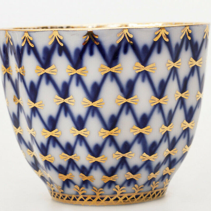 Cobalt Net Coffee Cup & Saucer by Imperial Porcelain Russian Lomonosov LFZ IFZ