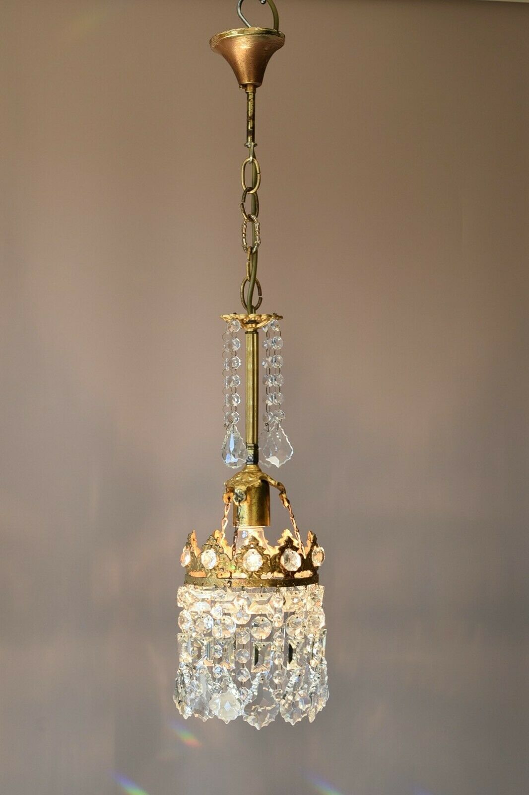 Shabby Chic Vintage Crystal Chandelier in Antique French Style, Home Lighting
