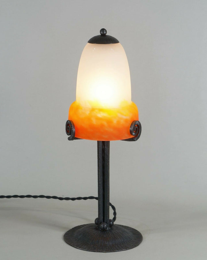 MULLER FRERES : pair of FRENCH 1930 ART DECO LAMPS in wrought iron . lamp France