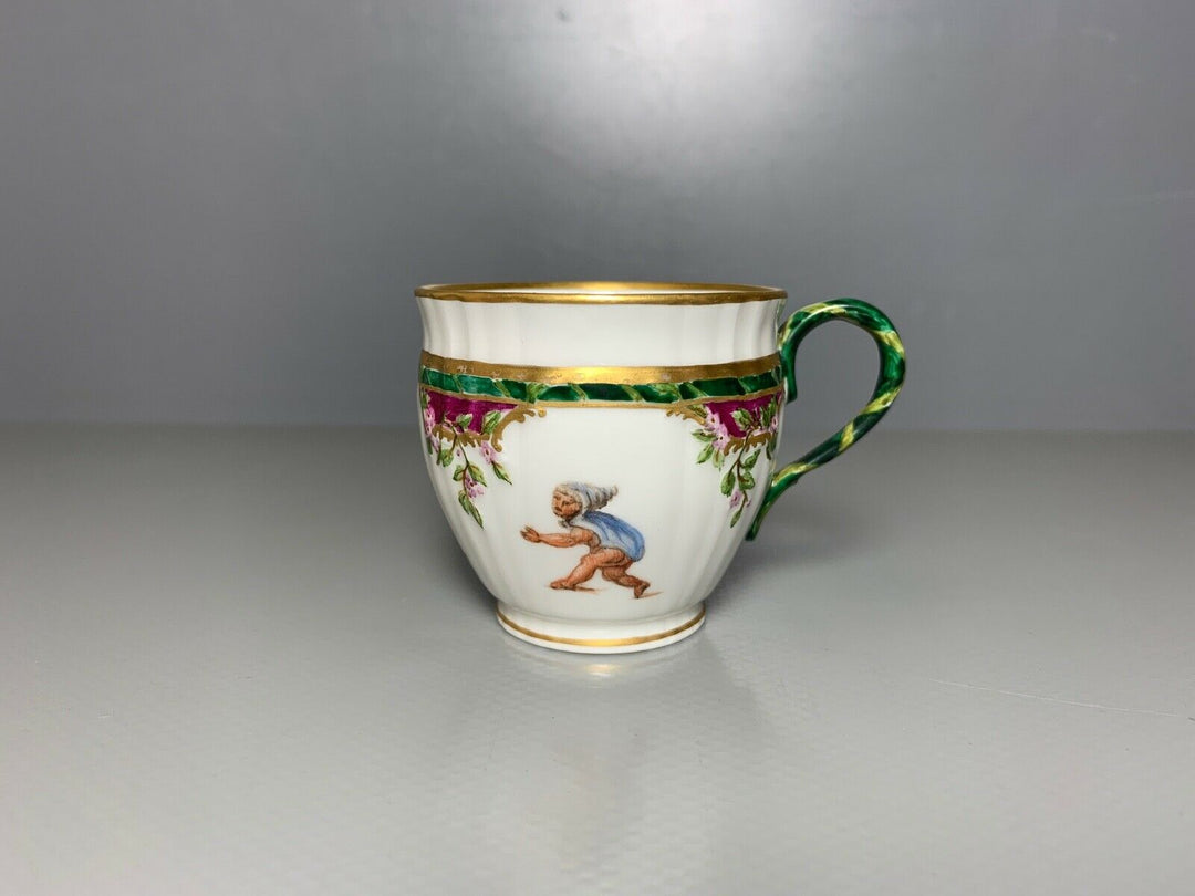 KPM BERLIN MOKKA GEDECK TASSE UT GÄRTNER KINDER PUTTEN ALLEGORIE? GOLD 2.WAHL