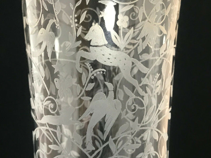 Vintage Baccarat Crystal-Jasmina Wine Glass Goblets-Etched w/Gold Trim-Set Of 4