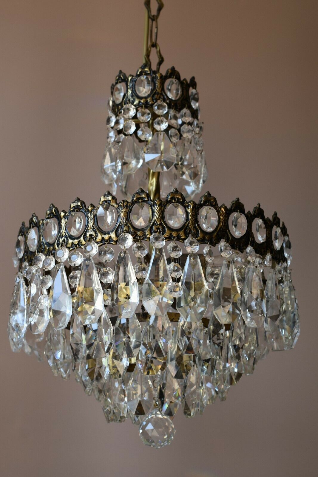 French Empire Antique / Vintage Crystal Chandelier, Home İnterior Lamp Pendant