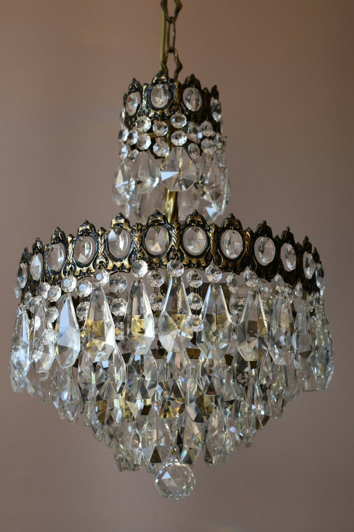 French Empire Antique / Vintage Crystal Chandelier, Home İnterior Lamp Pendant