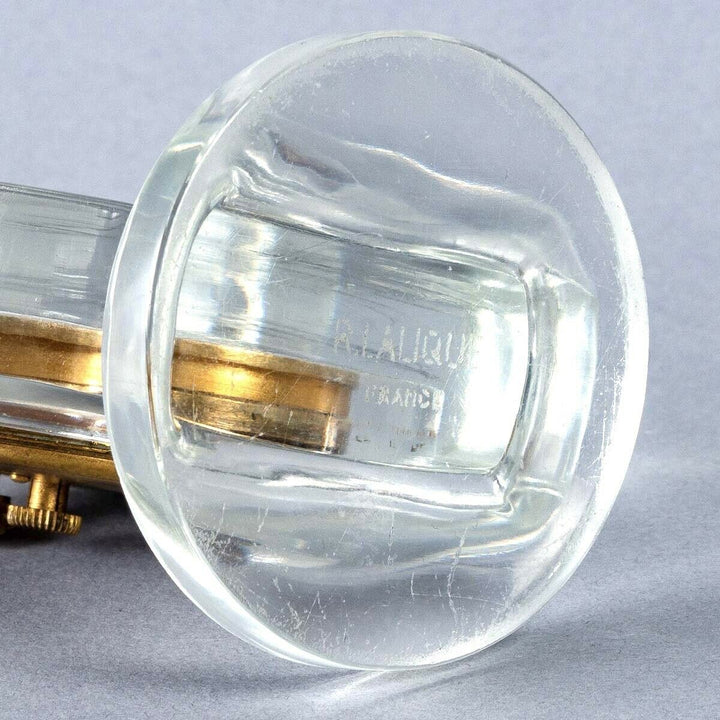 Pendulette Pierrots Verre Rene Lalique R.Lalique Glass Clock Mechanical Movement