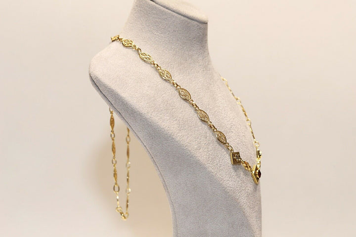 ヴィンテージ 18K ナチュラルダイヤモンドとルビーのネックレス