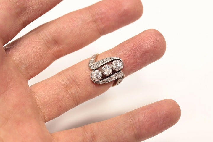 アンティーク 14K ヴィクトリア時代 ナチュラルダイヤモンドのナヴェットリング