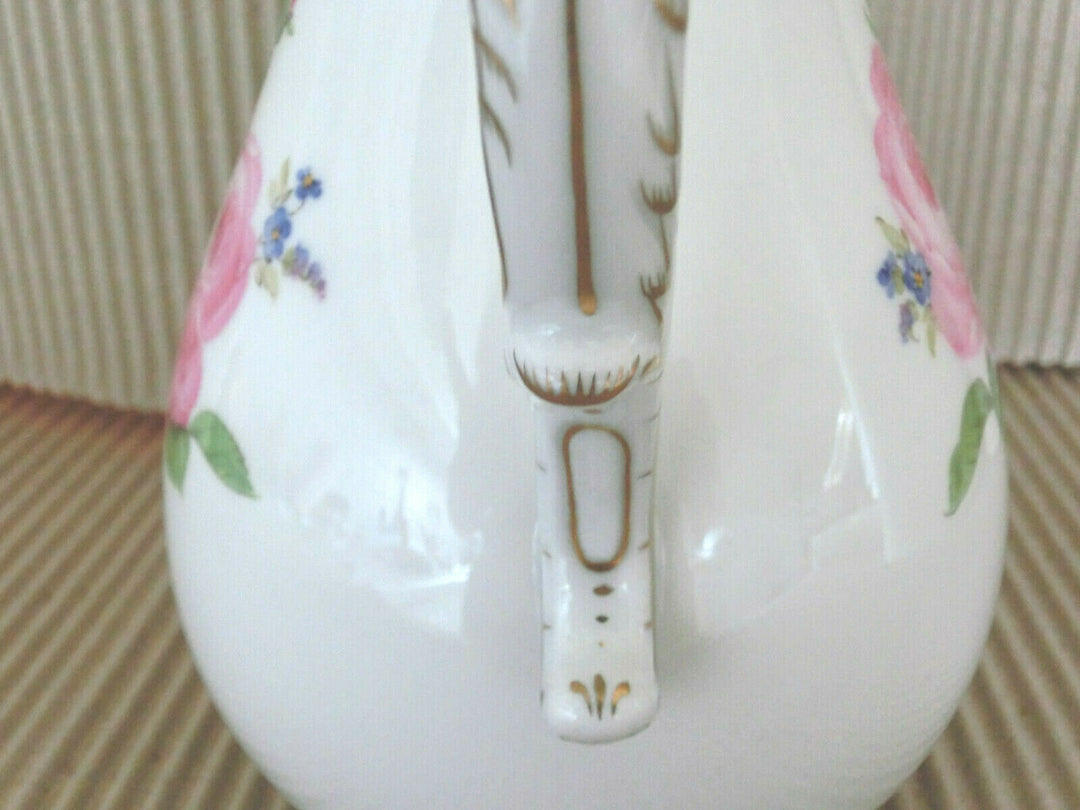 マイセン(Meissen)　コーヒーポット　ピンクローズ・勿忘草　金縁　1級品
