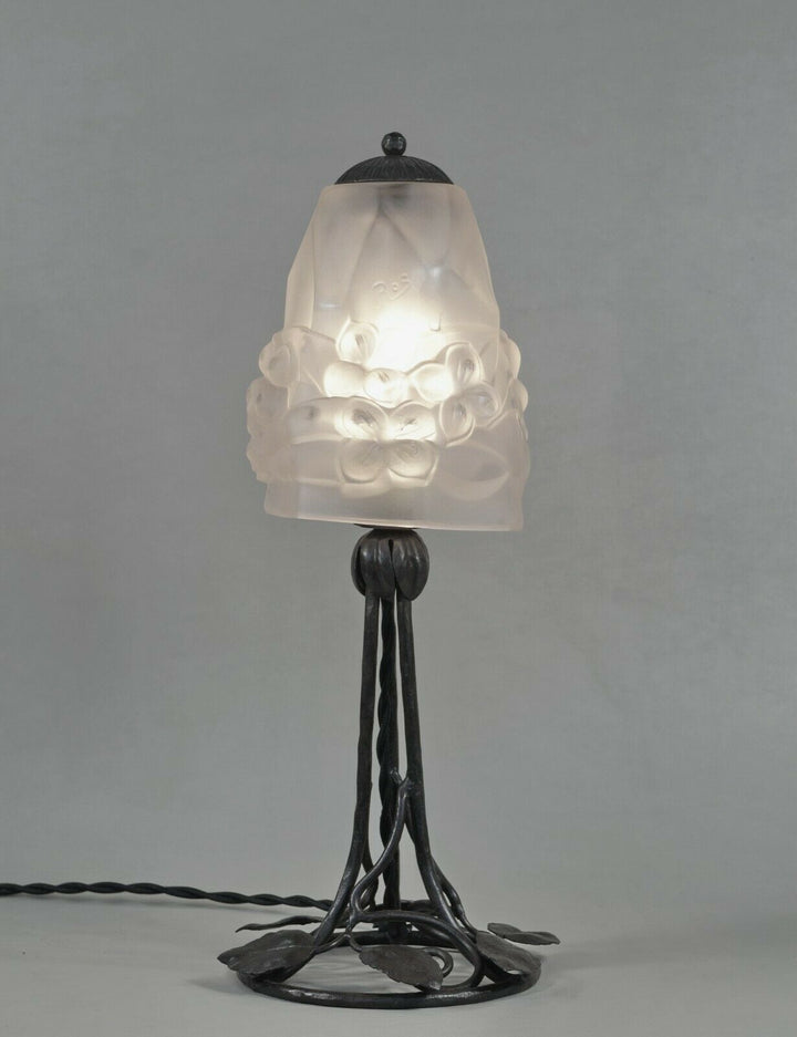 DEGUÉ roc : FRENCH 1930 ART DECO LAMP . wrought iron ..............