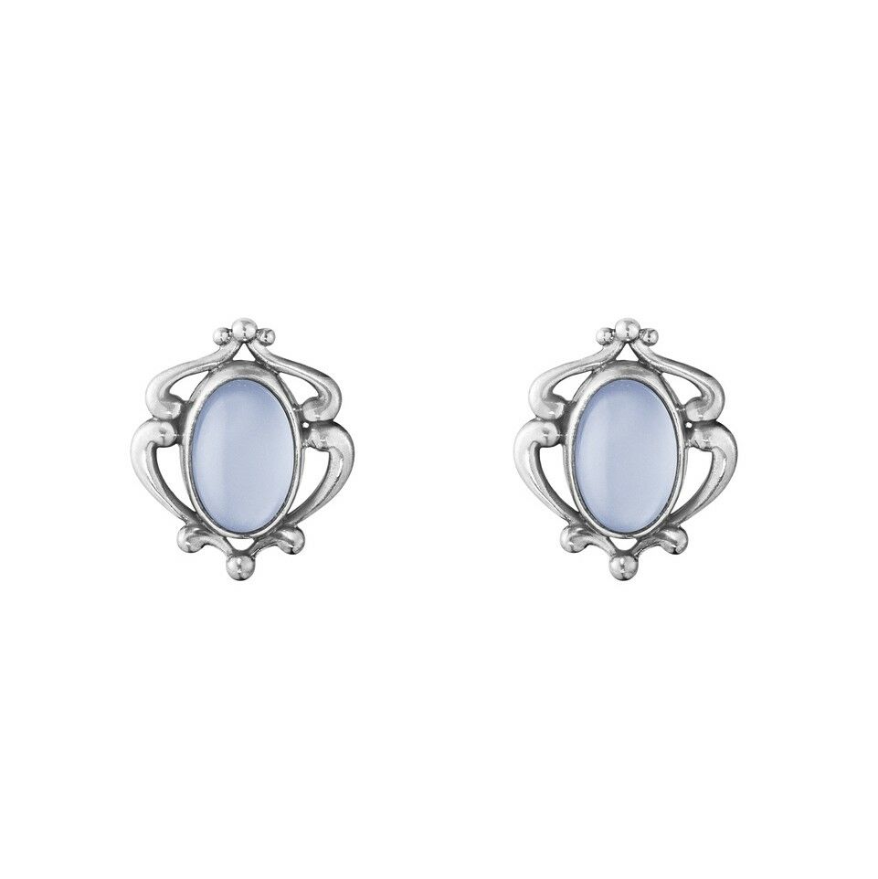 Georg Jensen. Silver Earclips of the Year with Chalcedony - Heritage 2019