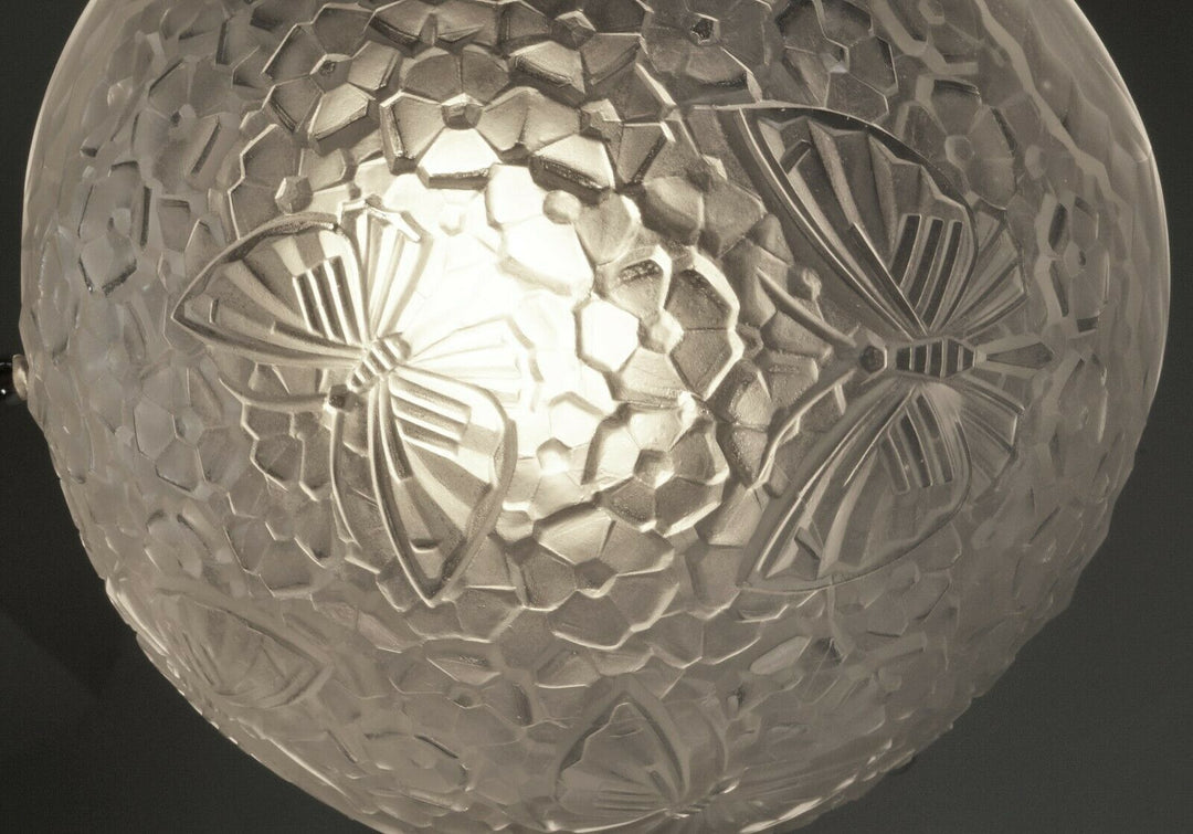 HETTIER VINCENT & HANOTS : pair of FRENCH ART DECO PENDANT S . chandelier France