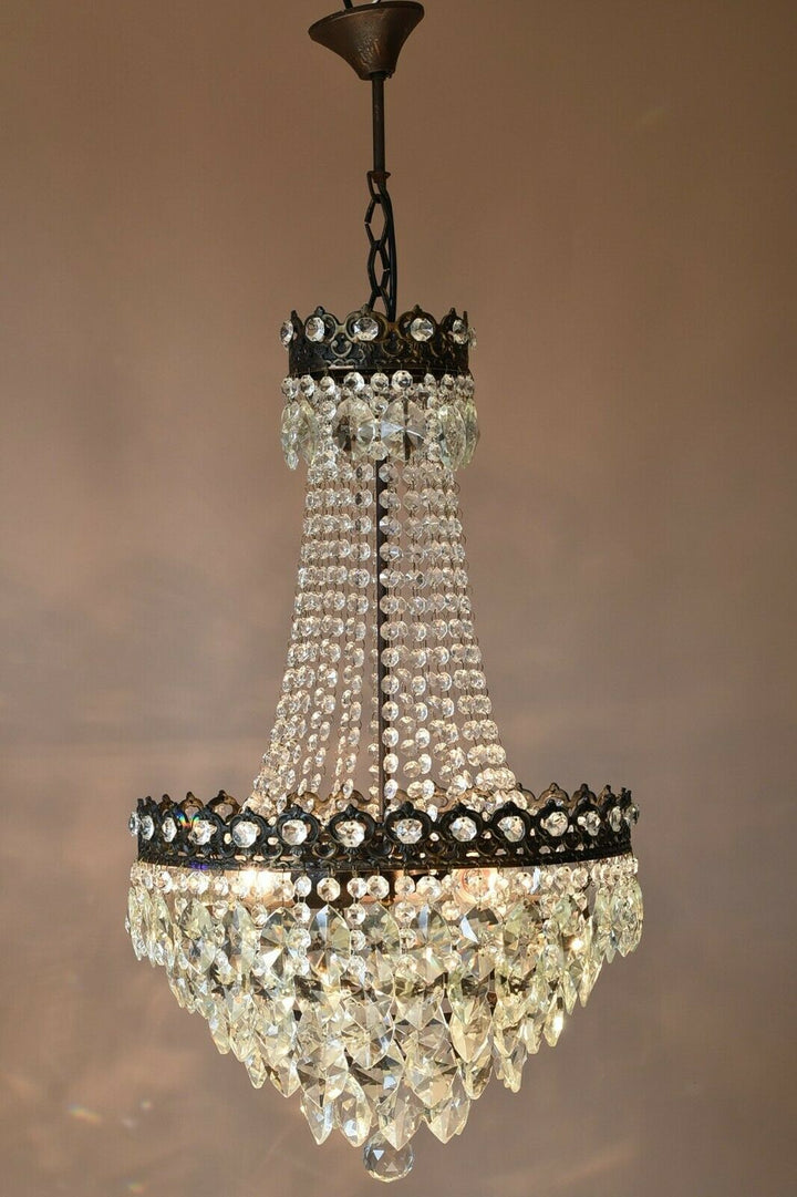 Vintage Crystal Chandelier Antique Brass French Empire Home Lighting Retro lamp