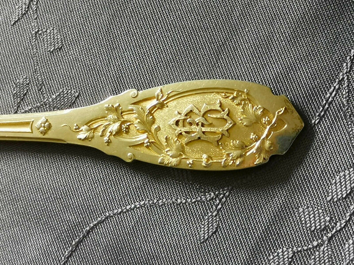 VERMEIL PUIFORCAT MODERNE FEUILLAGE PELLE DE SERVICE