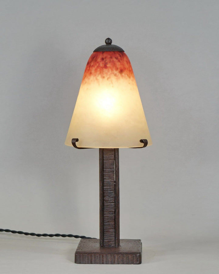SCHNEIDER : FRENCH ART DECO LAMP 1930 .......... wrought iron .. muller era 1925