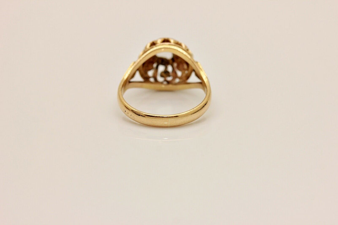 アンティーク ヴィクトリアン 18K ナチュラルローズカットダイヤモンドのソリテールリング