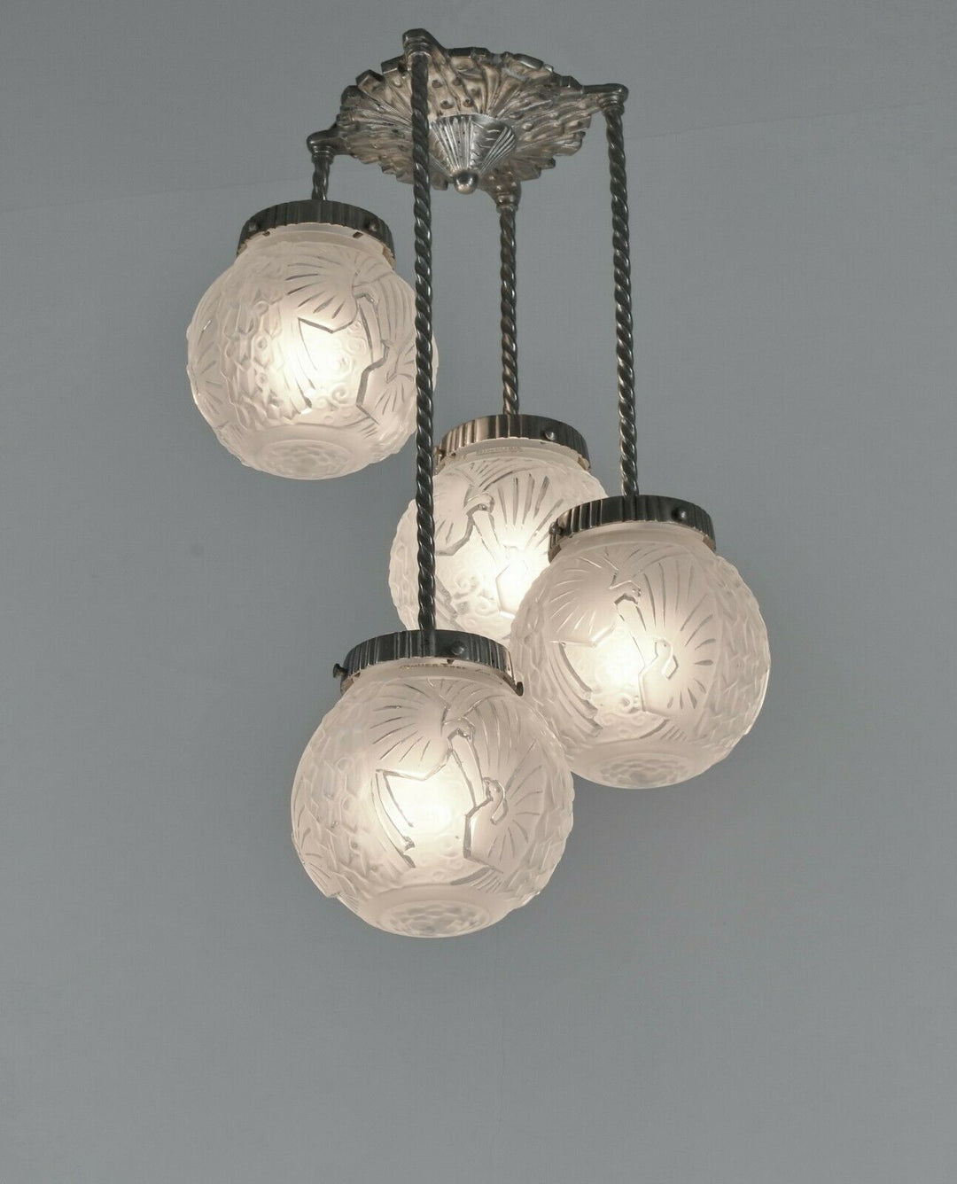 MULLER FRERES: FRENCH 1930 ART DECO CHANDELIER ...... lamp degue era France