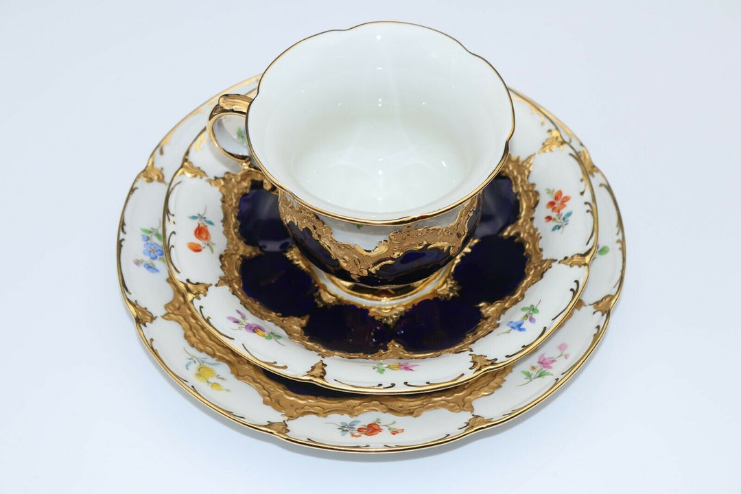 マイセンBフォーム コーヒーセット コバルトブルー小花に金彩