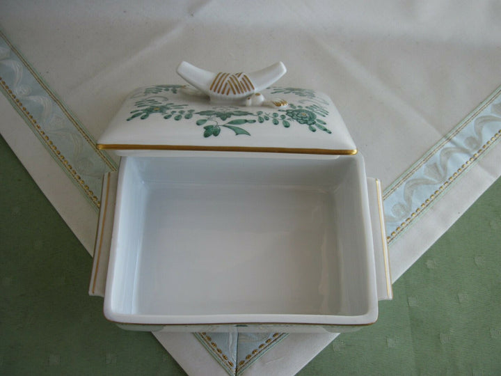 Schöne Meissen Tabak-Dose in Dekor Indisch Grün