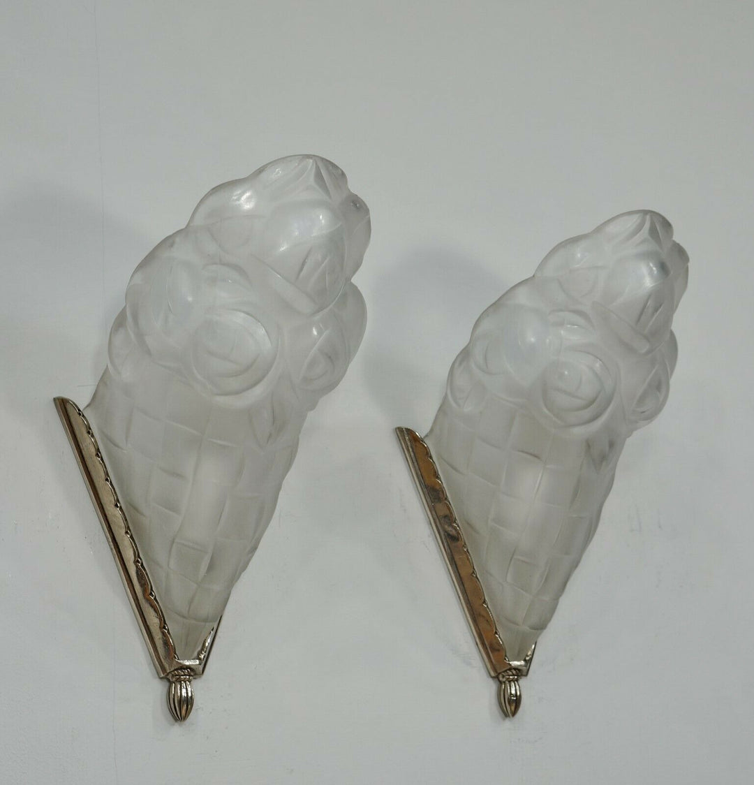 フランシス・ウーベン（Hubens）：フランス1930年代アールデコ調ウォールスコーンペアランプ（デュゲ作）