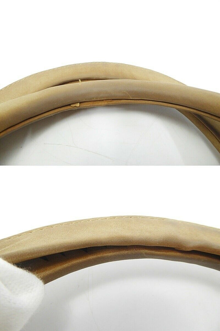 Auth Christian Dior Lady Cannage Hand Bag Nylon Leather Beige Vintage