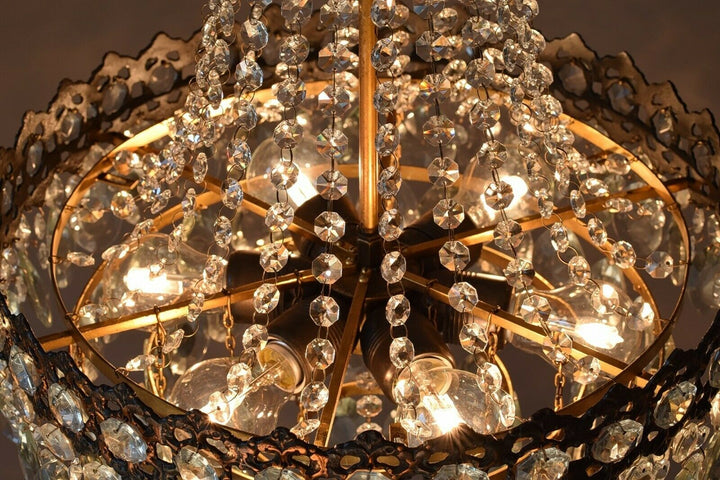 Vintage Crystal Chandelier, Antique French Style Lighting, lamp, Ceiling Light