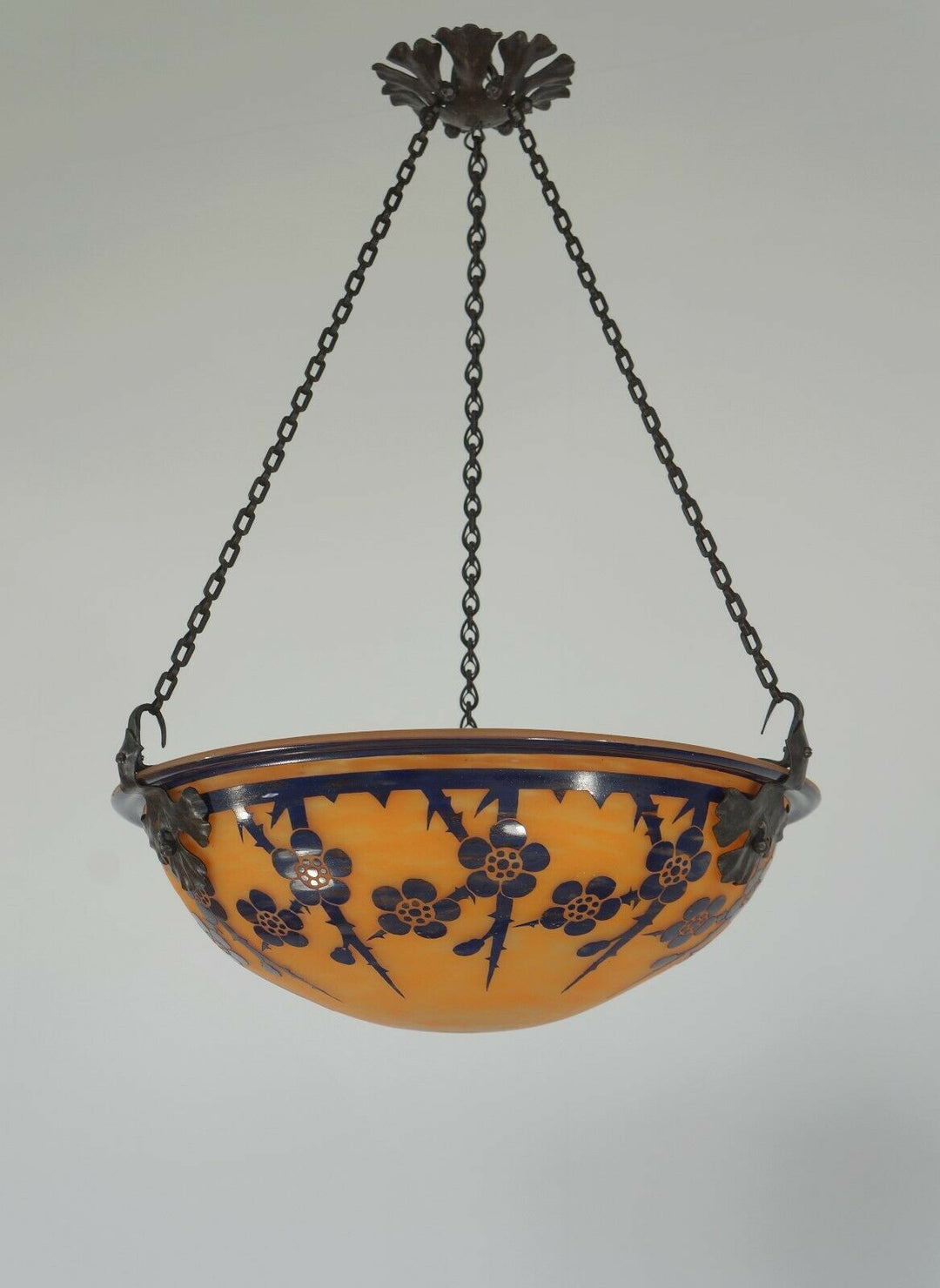 SCHNEIDER : FRENCH 1920 ART DECO PENDANT Le Verre Français cameo chandelier 1925