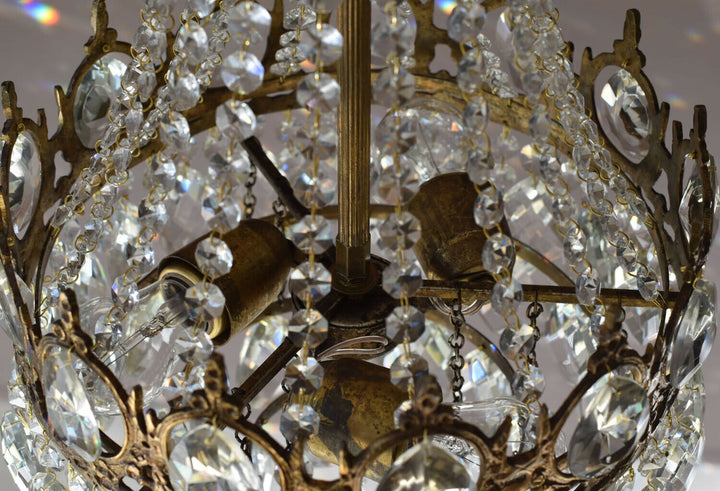 Easter Sale,Vintage Crystal Chandelier, Antique French Style mid century Light