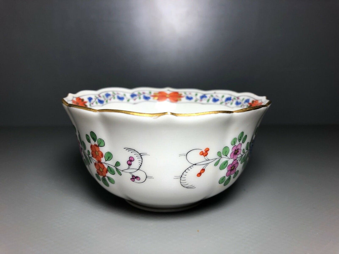 MEISSEN TASSE UND DESSERTTELLER INDISCHE MALEREI BUNT BLUMEN KAKIEMON GOLD