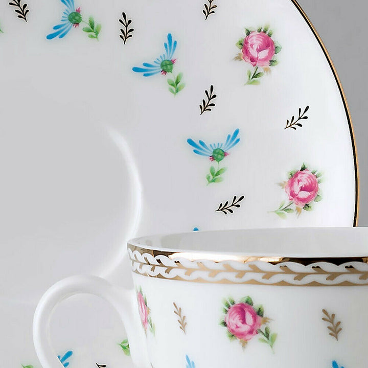 Imperial Porcelain Teacup & Saucer, Flower Waltz Pattern, LOMONOSOV, LFZ, IFZ