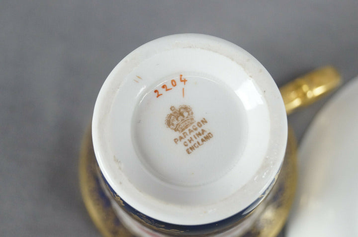 Paragon Pink Roses Cobalt & Gold Empire Form Chocolate Cup & Saucer Circa 1907