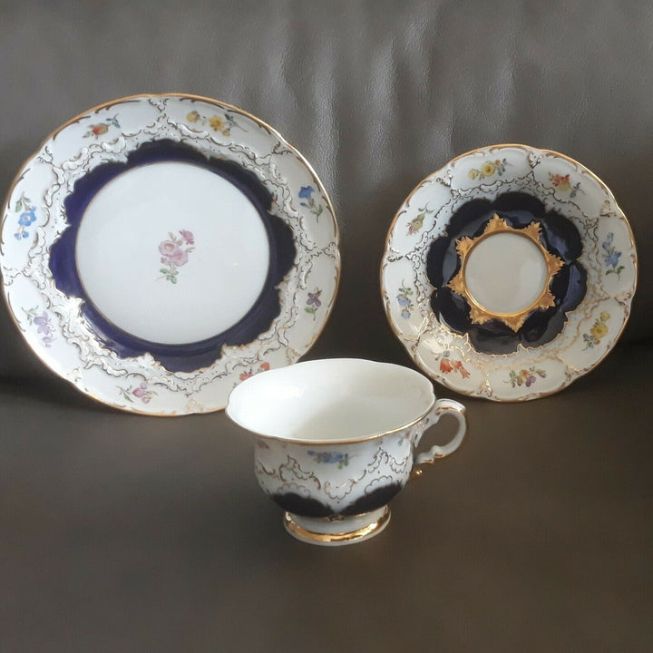 マイセン　モカセット　Bフォーム　コバルトブルー