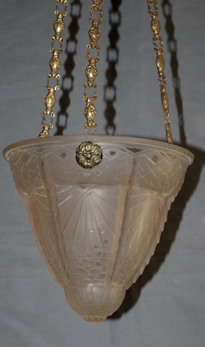 IMPORTANT GLOBE OBUS MULLER FRERES ART DECO BON ETAT