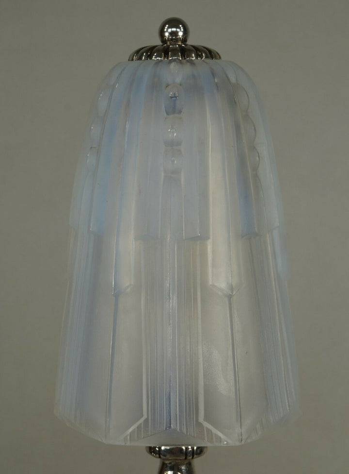 GEORGES LELEU opalescent FRENCH 1930 ART DECO TABLE LAMP .... Hanots Verlys 1925