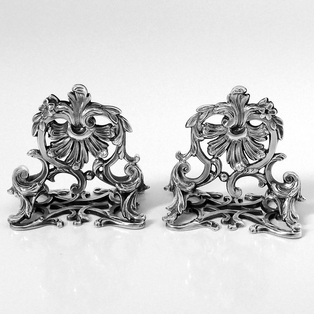 Lapar Rare French All Sterling Silver Menu, Place, Name Holders Pair