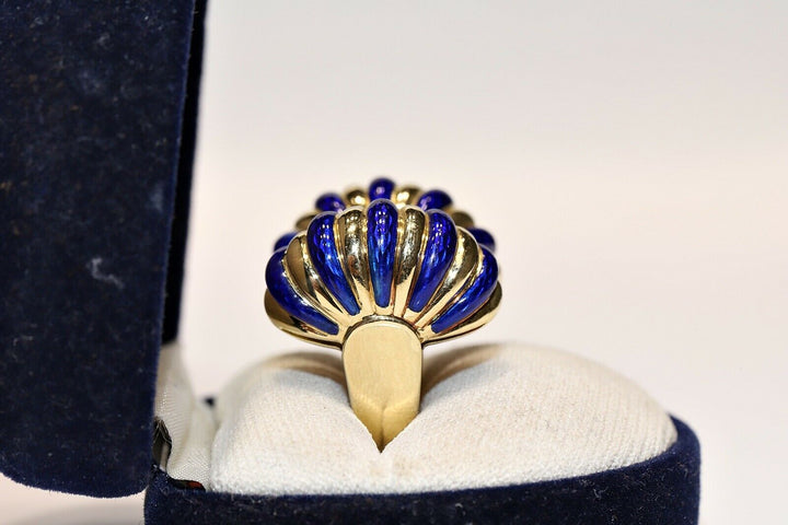 アンティーク 18K ナチュラルダイヤモンドとエナメルのリング