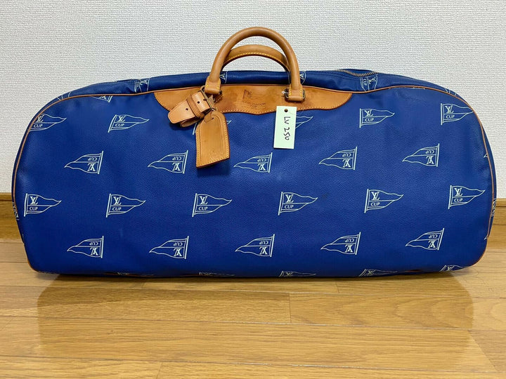 LOUIS VUITTON Sac Plein Air Long BAG CUP 1992 BLUE LEATHER VINTAGE Boston LV221