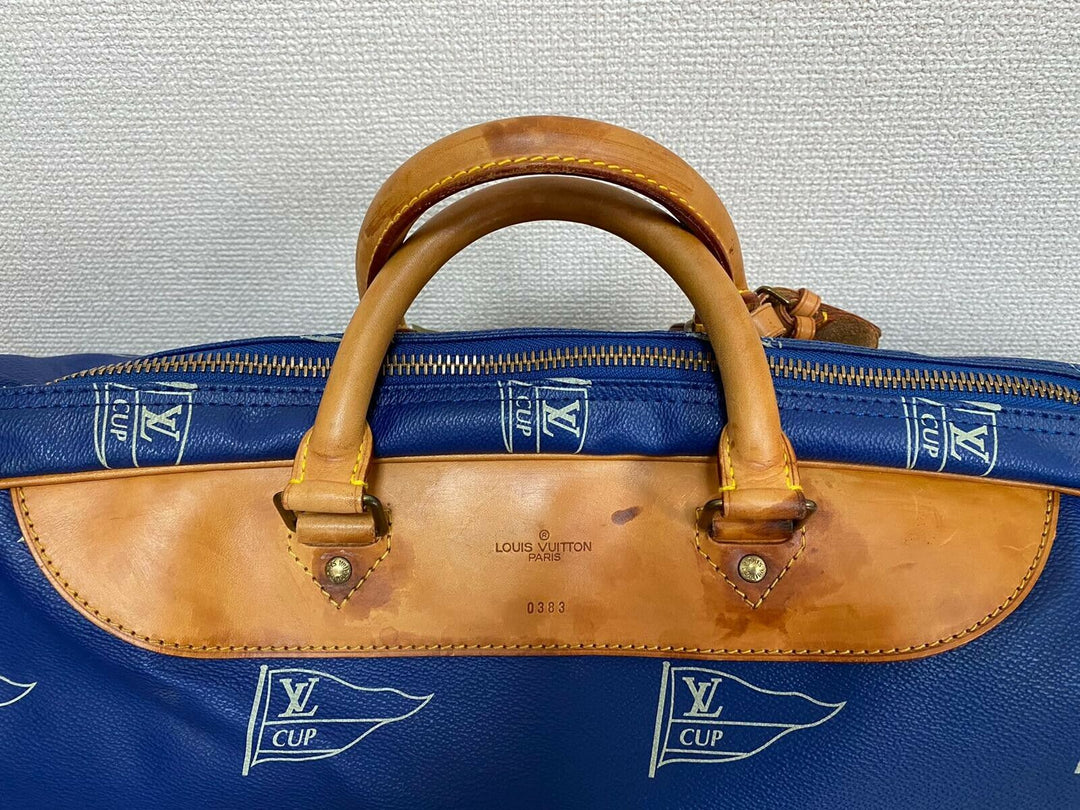 LOUIS VUITTON Sac Plein Air Long BAG CUP 1992 BLUE LEATHER VINTAGE Boston LV221