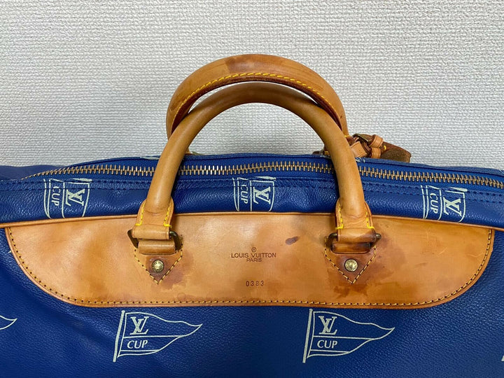 LOUIS VUITTON Sac Plein Air Long BAG CUP 1992 BLUE LEATHER VINTAGE Boston LV221