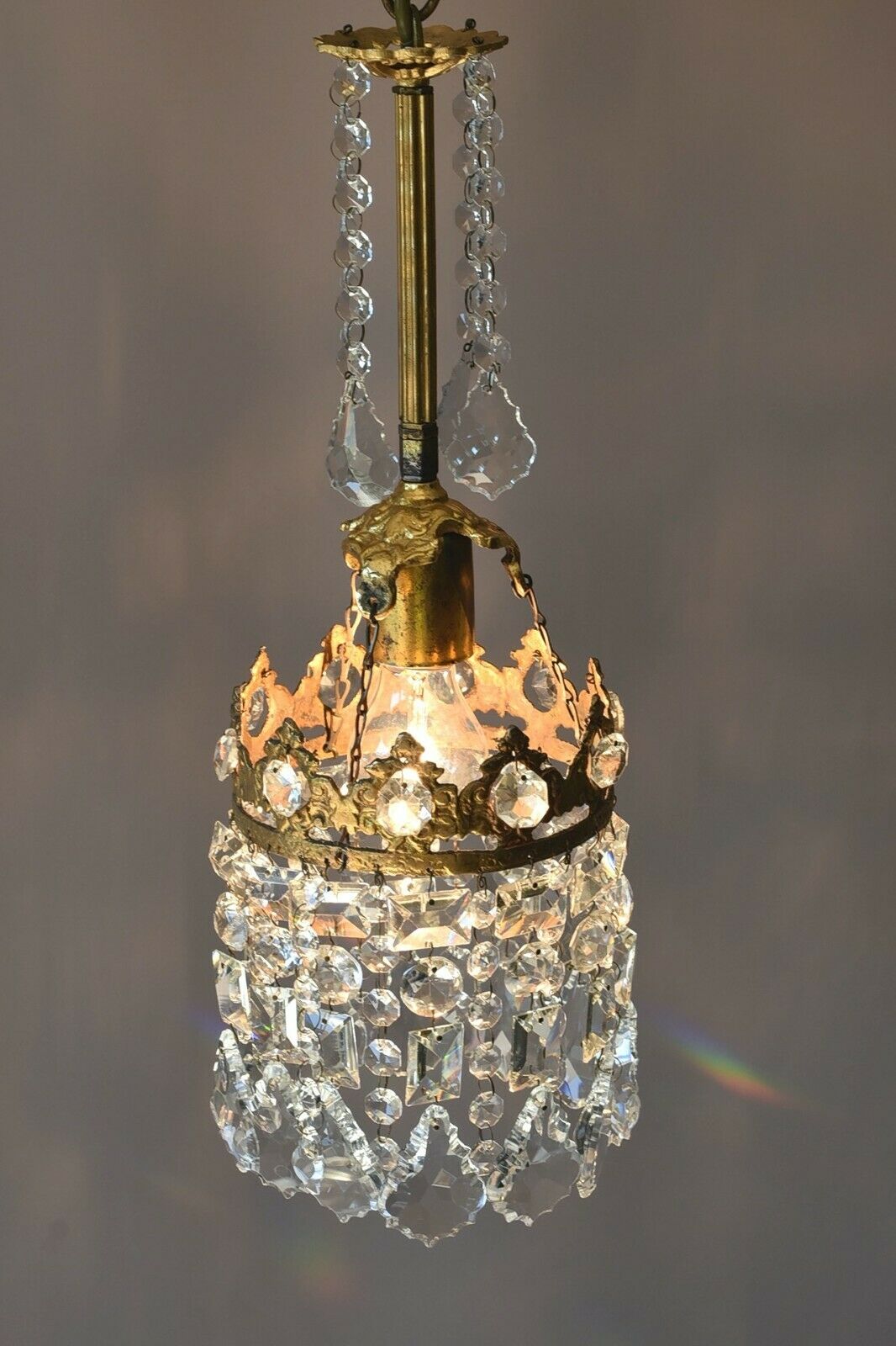 Shabby Chic Vintage Crystal Chandelier in Antique French Style, Home Lighting