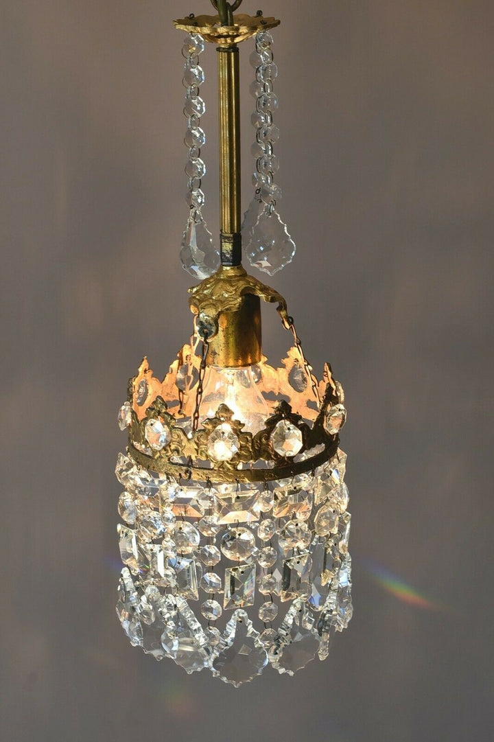 Shabby Chic Vintage Crystal Chandelier in Antique French Style, Home Lighting