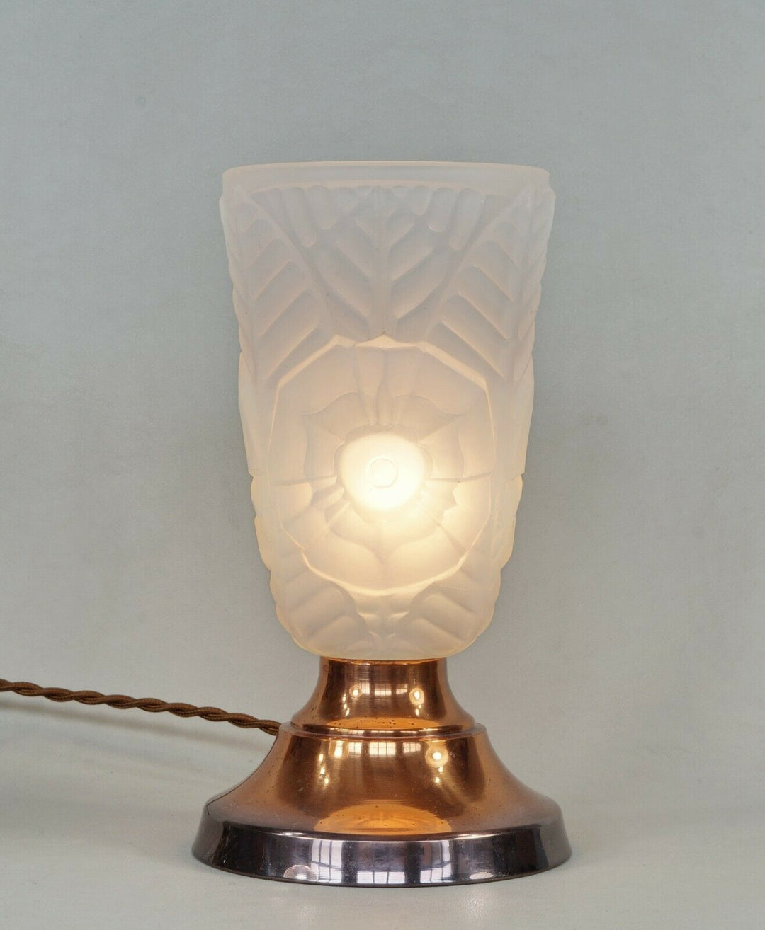 シャルル・ラン　乳白色のガラスのアールデコランプ　1930年　フランス製
