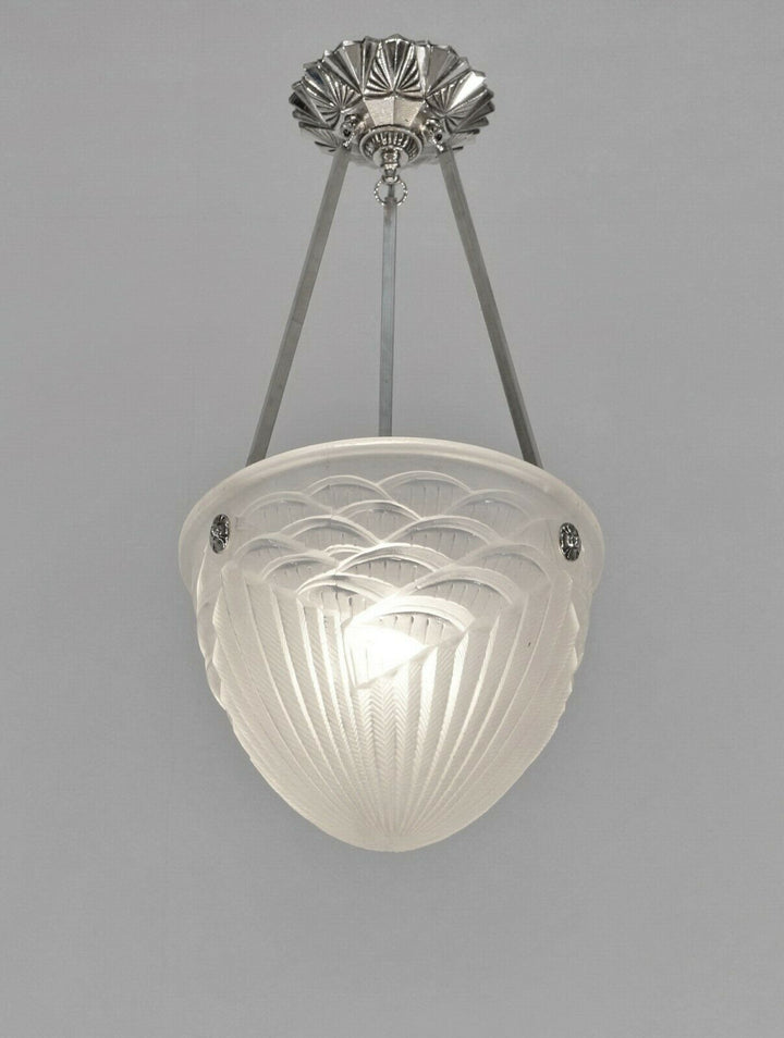 MAYNADIER & SCHNEIDER : FRENCH ART DECO PENDANT CHANDELIER 1930 lamp muller era