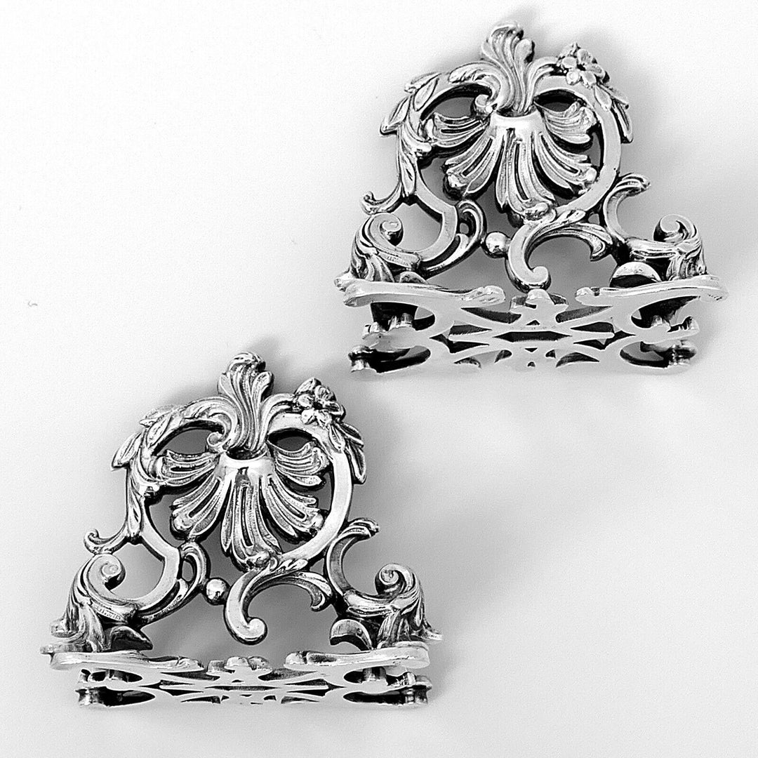 Lapar Rare French All Sterling Silver Menu, Place, Name Holders Pair