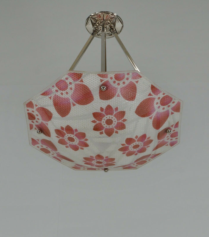 LOYS LUCHA : FRENCH 1930 ART DECO CHANDELIER .... pendant lamp daum era France