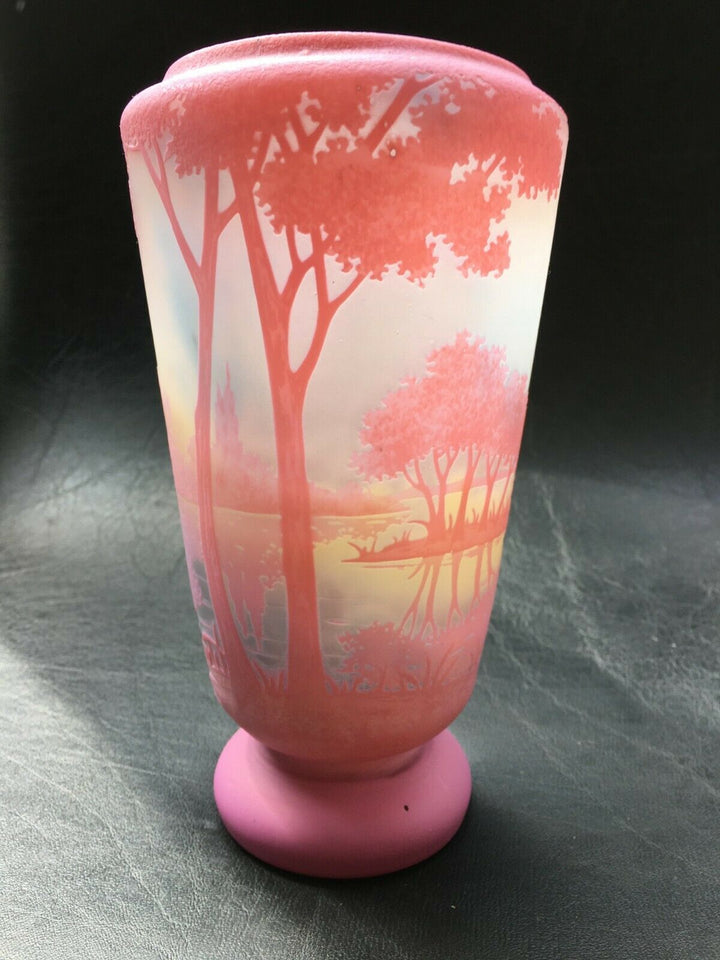 ドーム兄弟(DAUM NANCY)　水辺の風景の花瓶　1900年代　アールヌーボー作品
